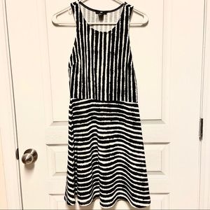 H&M Black & White Striped Sleeveless Dress M